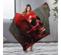 LOP Easter Gifts Blood-Curdling Horror: The Crimson Skull With Vascular Veins Flannel Blanket Soft Blanket Plush Blanket(150x200cm)