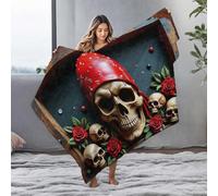 LOP Easter Gifts Skulls, Roses, And Red Bandana: A Gothic Art Composition Flannel Blanket Soft Blanket Plush Blanket(150x200cm)