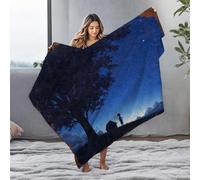 LOP Easter Throw Blanket Silhouette Of A Child Under A Starlit Tree Flannel Blanket Small Blanket Easter Throw Blanket(125x150cm)