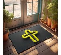 LOP Entry Mats Indoor Home Bold Yellow Cross Against Dark Background Doormat Holiday Rug Fall Porch Mat(40X60CM)