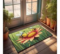 LOP Entry Mats Indoor Home Bright Bees Blooming: A Joyful Garden Adventure Doormat Holiday Rug Fall Porch Mat(65X90CM)
