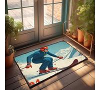 LOP Entry Mats Indoor Home Dynamic Skiing Adventure In Snowy Mountains Doormat Holiday Rug Fall Porch Mat(40X60CM)