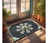 LOP Entry Mats Indoor Home Snowflake Art: A Winter Wonderland In White And Green Doormat Holiday Rug Fall Porch Mat(65X90CM)