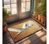 LOP Fall Door Rug Two Graceful Flying Cranes Against A Warm Background Doormat House Mats Outdoor Funny Bathroom Stuff(50X80CM)