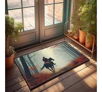 LOP Fall Front Door Mats Outdoor Rider In Autumn Fog: A Horseback Journey Through The Woods Doormat Farm Kitchen Rug Kitchen Rugs And Mats(40X60CM)