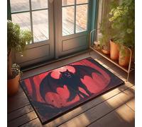 LOP Fall Welcome Mats For Front Door Fiery Night: The Winged Wolf'S Shadow Doormat Front Porch Rug Outdoor Doormat(40X60CM)