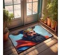 LOP Farm Bath Mat Kingly Majesty: A Portrait Of Royal Grandeur Doormat Funny Outdoor Decor Retro Room Decor(50X80CM)
