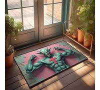 LOP Farm Mat Muscular Demon With Red Cross On Chest Doormat Childrens Room Decor Man Cabe Decor(50X80CM)
