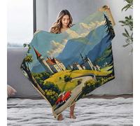 LOP Fleece Blankets Dormboon: A Vintage Journey Through Castle-Lined Roads Flannel Blanket Bag Bluey Blanket(127x100cm)