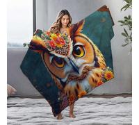 LOP Fleece Blankets Floral Fantasy: The Majestic Owl In Bloom Flannel Blanket Large Throw Blanket Blanket Queen Size(125x150cm)