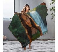 LOP Fleece Blankets Golden Hour Serenity: A Woman In Nature Near A Waterfall Flannel Blanket Large Throw Blanket Blanket Queen Size(150x200cm)