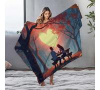 LOP Fleece Blankets Romantic Sunset In The Forest: A Heart-Shaped Moment Flannel Blanket Large Throw Blanket Blanket Queen Size(127x100cm)