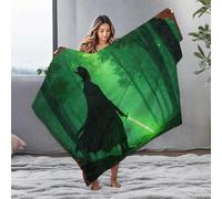 LOP Fleece Blankets Silhouette Of A Warrior Holding A Glowing Sword In A Mystical For Flannel Blanket Bag Bluey Blanket(125x150cm)