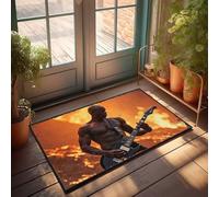 LOP Front Door Mats Outdoor Fall Passionate Guitarist Amidst Lava Flow Doormat Room Stuff Door Mats For Outside Entry(40X60CM)