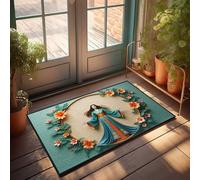 LOP Funny Decor For Bar Floral Harmony: A Serene Figure In Embroidered Robe Doormat Welcome Indoor Mat Entry Mats Outdoor Home(65X90CM)