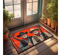 LOP Home Sweet Home Rug Two Old Cowboys With Rifles Against A Red Background Doormat Home Sweet Home Rug Home Door Mat(40X60CM)