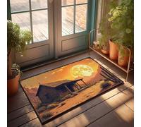 LOP House Mats Indoor Desert Cabin Under A Giant Moonlit Sky Doormat Funny Floor Mats For Front Door Doormat Rug(65X90CM)