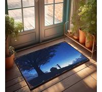 LOP Knock Before Entering Door Sign Silhouette Of A Child Under A Starlit Tree Doormat Outdoor Mats For Front Door Pool Decor(40X60CM)