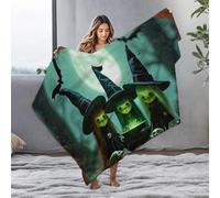 LOP Mom Blanket Halloween Night: Three Witches Brew Under The Full Moon Flannel Blanket Large Blanket Travel Blanket(127x100cm)