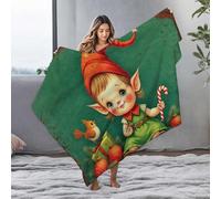 LOP Plush Blanket Christmas Elf With Candy Cane And Festive Decorations Flannel Blanket Soft Blankets Beach Blanket(127x100cm)