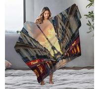 LOP Plush Blanket Evening Stroll Under The Eiffel Tower: A Parisian Scene Flannel Blanket Easter Throw Blanket Plush Blanket(127x100cm)