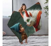 LOP Small Blanket Whimsical Encounter: A Child Meets A Fantasy Creature Flannel Blanket Warming Blanket Fleece Blankets(150x200cm)