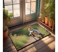 LOP Spring Door Mats For Outside Entry A Rabbit In Formal Attire Strolls Through A Flower Garden Doormat Exterior Door Mat Fall Rugs For Front Door(40X60CM)