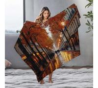 LOP Throw Blankets For Couch Autumnal Evening Stroll In A Lively European Town Flannel Blanket Baby Blanket Bag(127x100cm)