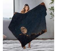 LOP Throw Blankets For Couch Full Moon Rising: A Serene Night Sky With Clouds And Stars Flannel Blanket Ashtray Thick Blanket(150x200cm)
