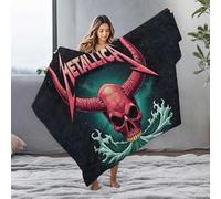 LOP Throw Blankets For Couch Metallica Devil Skull Breaking Through Waves Art Print Flannel Blanket Ashtray Thick Blanket(150x200cm)