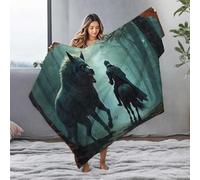 LOP Throw Blankets For Couch Wolf Vs. Knight: A Tale Of Forest Encounter Flannel Blanket Ashtray Thick Blanket(150x200cm)