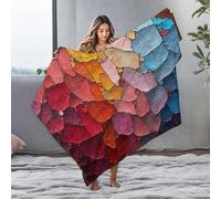 LOP Travel Blanket Abstract Mosaic: Vibrant Colors And Geometric Shapes Flannel Blanket Ashtray Blankets(127x100cm)