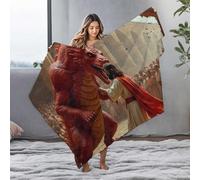 LOP Travel Blanket Jesus Confronting A Giant Red Dragon In Front Of An Ancient Citys Flannel Blanket Blankets Queen Size Mom Blanket(125x150cm)