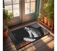 LOP Welcome Home Mats For Front Door Autumnal Serenity: A Monochrome Portrait With Falling Leaves Doormat Outdoor Fall Decor Plain Outdoor Mat(40X60CM)