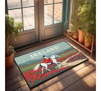 LOP Welcome Home Mats For Front Door Irish Countryside: Rider In Red Cape Amidst Poppy Fields Doormat Outdoor Fall Decor Plain Outdoor Mat(50X80CM)