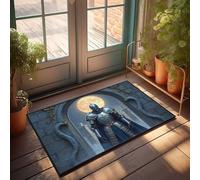 LOP Welcome Home Mats For Front Door Knight In Shining Armor Standing Before A Full Moon Doormat Outdoor Fall Decor Plain Outdoor Mat(50X80CM)