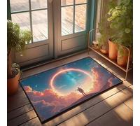 LOP Welcome-Ish Front Door Sign Astronaut Standing On Clouds Gazing At Cosmic Ring Doormat Spring Door Mat Outdoor Door Mats Outdoor Large(65X90CM)