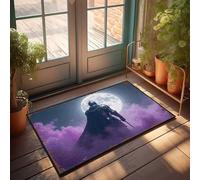 LOP Welcome-Ish Front Door Sign Knight In Armor Stands Before A Full Moon Doormat Spring Door Mat Outdoor Door Mats Outdoor Large(50X80CM)