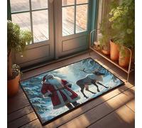 LOP Welcome Mat Classroom Santa Claus And His Reindeer In A Winter Wonderland Doormat Gifts For Home Decor Bar Man Cave Decor(50X80CM)