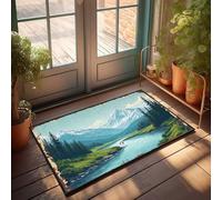 LOP Welcome Mat For Front Door Outside Snow-Capped Peaks, Serene Valley: A Nature'S Canvas Doormat Front Door Rug Outdoor Autumn Door Mats Outdoor(65X90CM)