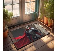 LOP Welcome Mats For Front Door Funny Skull Knight In Red Cape: A Gothic Fantasy Portrait Doormat Door Matt Backyard Decor(50X80CM)
