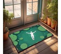 LOP Winter Doormat Outdoor Floating Serenity: A Person Drifting In A Lily Pond Doormat Restroom Decor Music Decor(50X80CM)