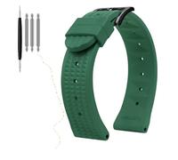LOPAKACTAG 20mm 22mm Rubber Watchband For Seiko IWC Citizen For Waffle Strap Bracelets Fashion Universal Mens Diver Silicone Sports Watch Band(Green-black,22mm)