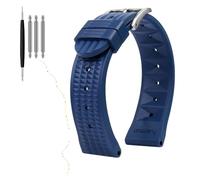 LOPAKACTAG 20mm 22mm Rubber Watchband For Seiko IWC Citizen For Waffle Strap Bracelets Fashion Universal Mens Diver Silicone Sports Watch Band(Blue-silver,20mm)