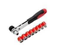 LOPAKACTAG 5/6/7/8/9/10/11/12mm Wrench Adapter Torx Flat Head Straight Cross Screwdriver Bit Set 1/4" Mini Rapid Ratchet(Socket Set)