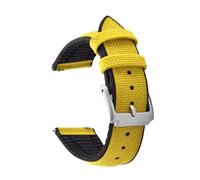 LOPAKACTAG Backside Silicone Watch Straps 18-19-20-21-22mm Nylon Band Quick Release Replacement Sport Strap For Seiko Citizen Watches(Black Yellow,18mm)