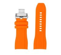 LOPAKACTAG Curved End Silicone Rubber Watch Strap For Men Rolex Water For Ghost For Seiko For Citizen For Tissot 20MM 22MM Sport Wristband Universal Belt(Orange silverFolding,24mm)