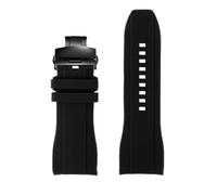 LOPAKACTAG Curved End Silicone Rubber Watch Strap For Men Rolex Water For Ghost For Seiko For Citizen For Tissot 20MM 22MM Sport Wristband Universal Belt(Black black Folding,24mm)