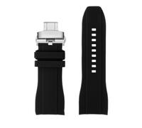LOPAKACTAG Curved End Silicone Rubber Watch Strap For Men Rolex Water For Ghost For Seiko For Citizen For Tissot 20MM 22MM Sport Wristband Universal Belt(Black silver folding,24mm)