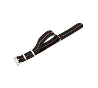LOPAKACTAG Elastic Nylon Watchbands Diving Retro Dark Blue Black Red For Seiko Universal Men Silvery Buckle Watch Strap(Black Orange-Steel,22mm)